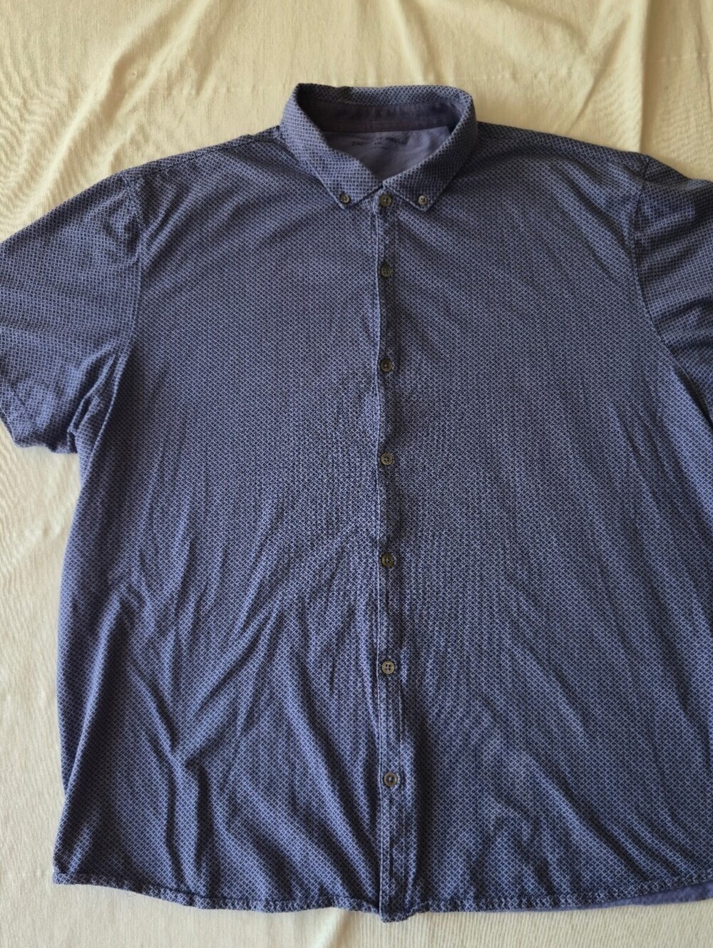 Zachary Prell XXL Blue Patterned Short Sleeve Button-Up Shirt